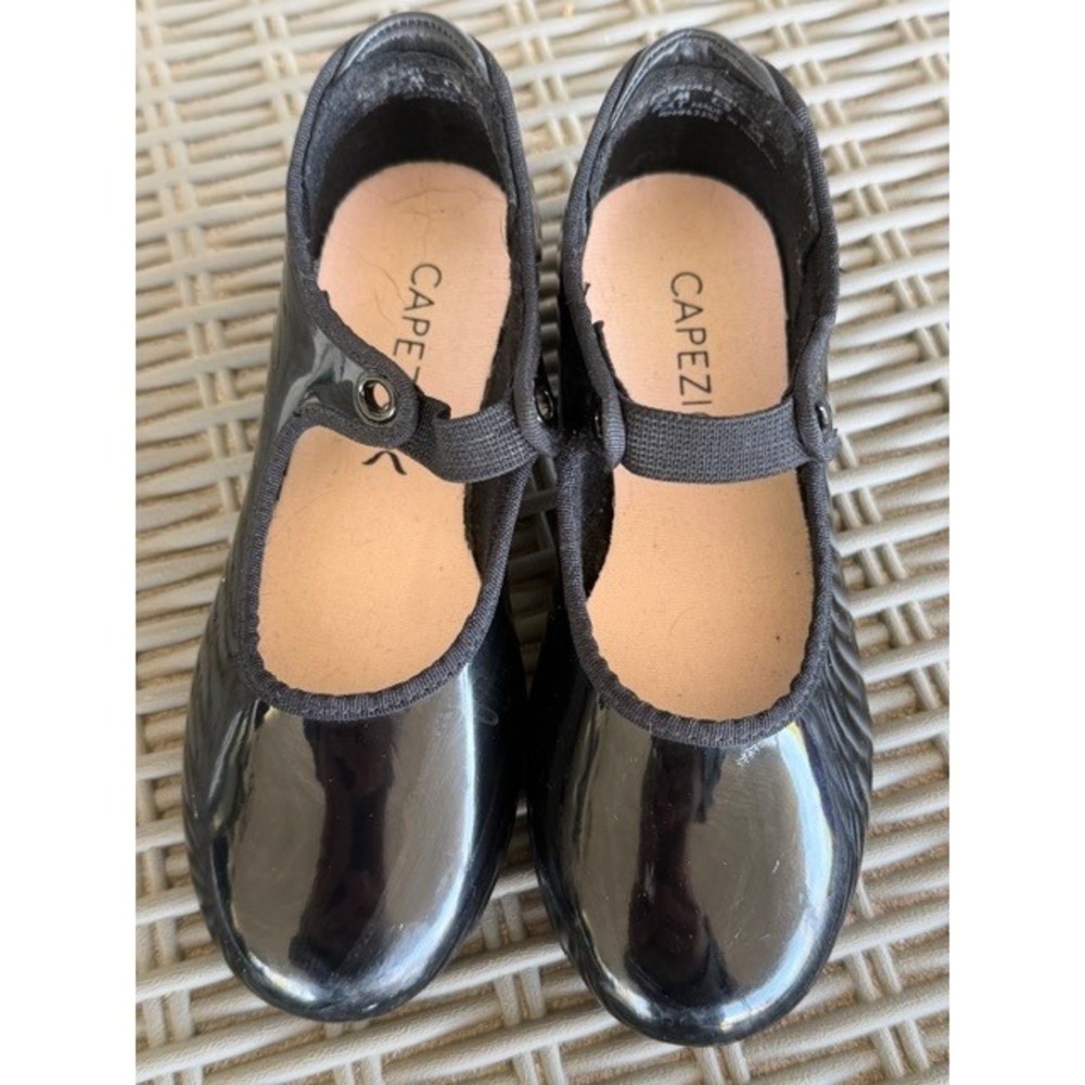 Capezio Black Patent Jr Tyette Tap Shoes N625C Kids Size 11.5 M Tele Tone Taps